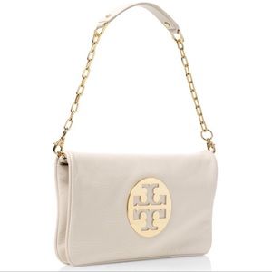Tory Burch Ivory/Off White Shoulder Bag + Clutch with chain.